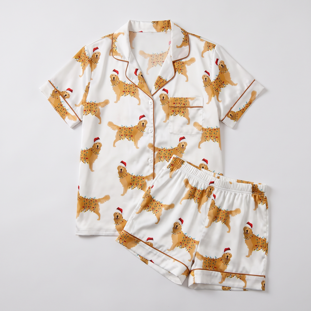 Twinkle Light Retrievers Women's Pajama Set - flat lay