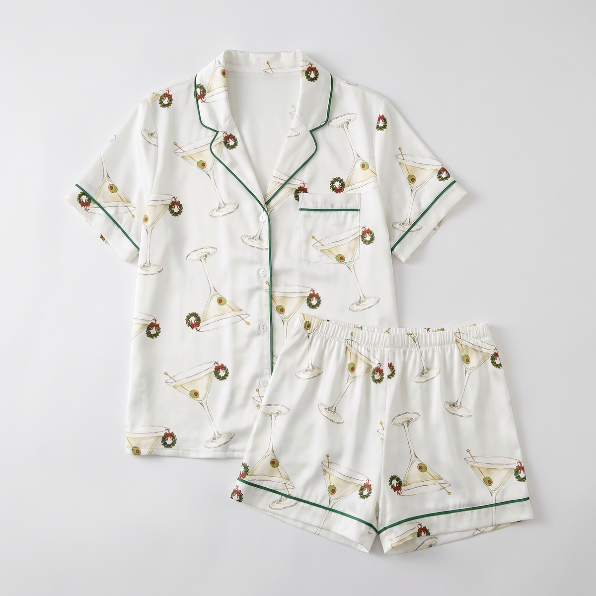 Minimalist Martini Women's Pajama Set - flat lay