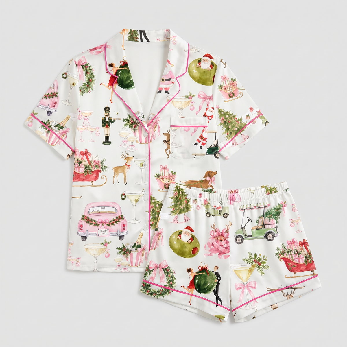 Social Club Christmas Women's Pajama Set - flat lay