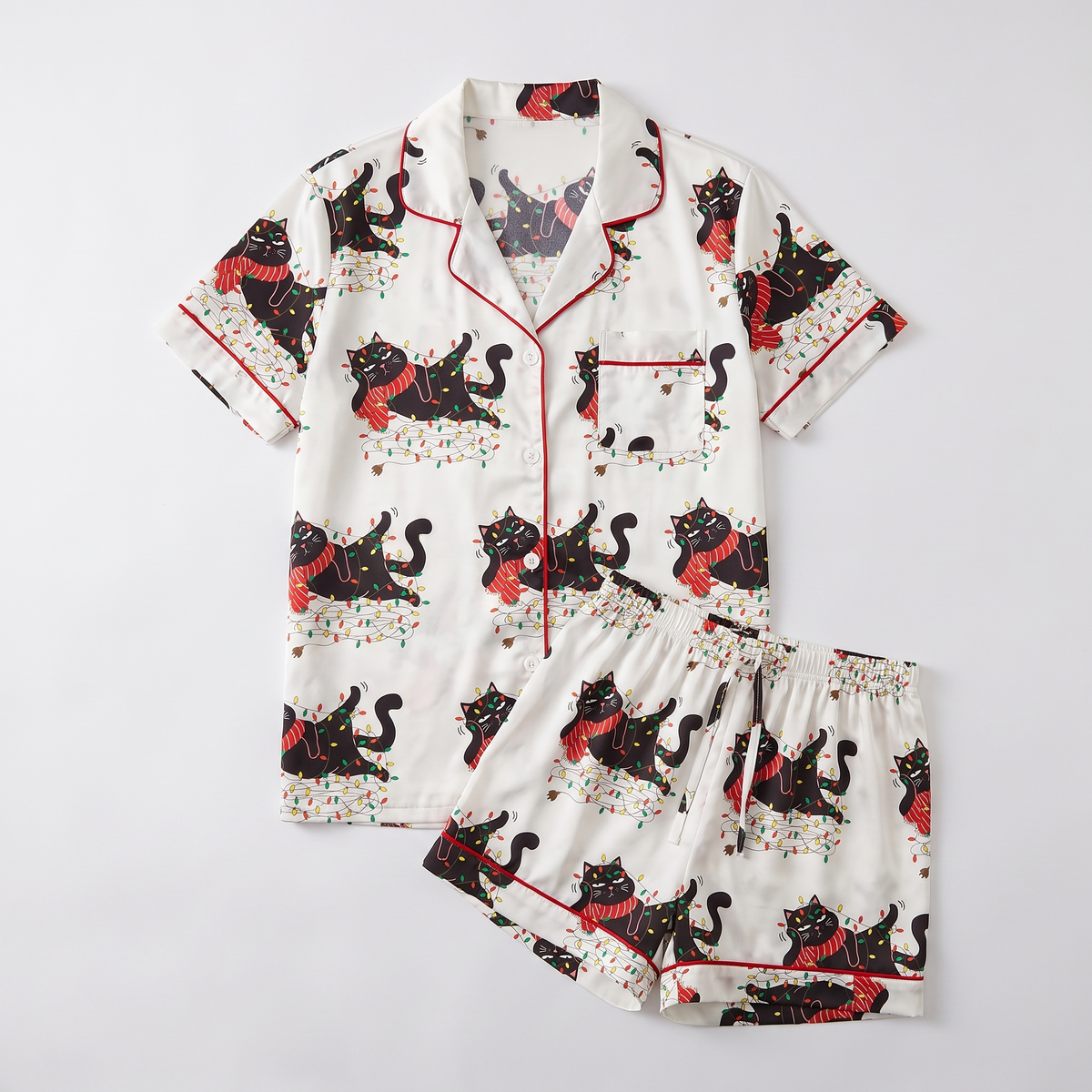 It's Fine, I'm Fine Cats Women's Pajama Set - flat lay