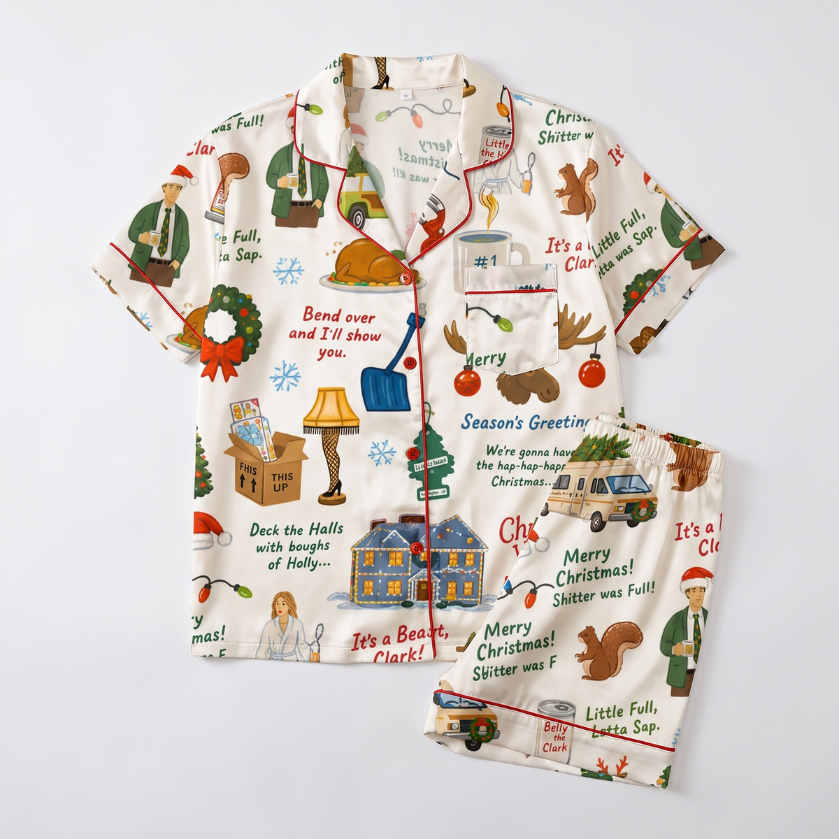 Christmas Vacation Quotes Inspired Women's Pajama Set - flat lay