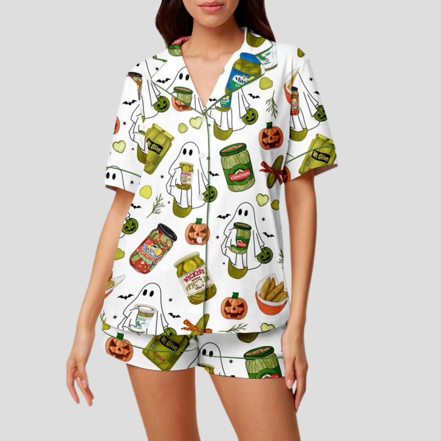 Spooky Pickle Girlie Halloween Women's Pajama Set