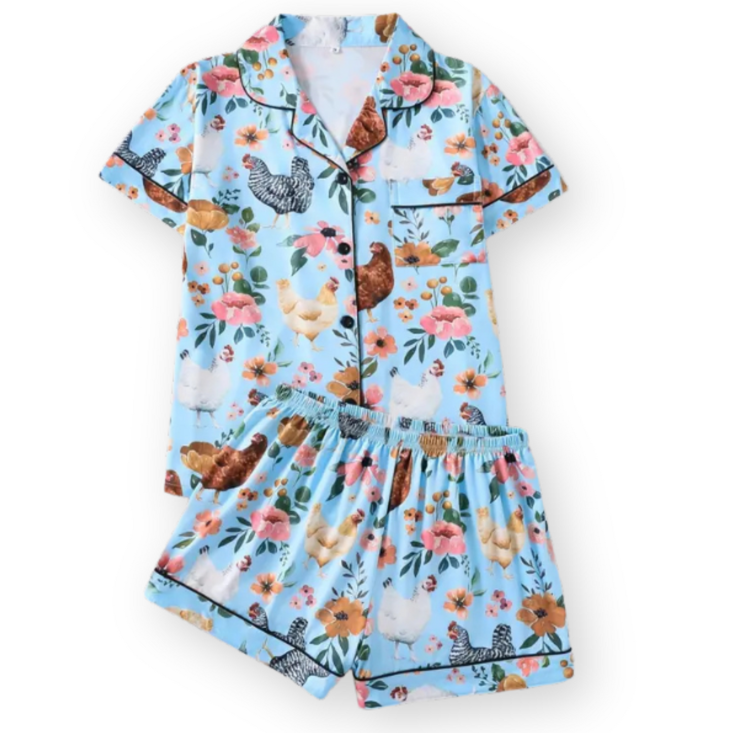 Floral Chicken Women's Pajama Set