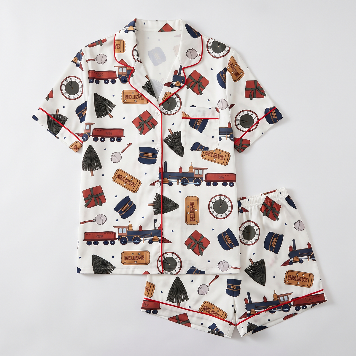 Hot Chocolate Express Inspired Women's Pajama Set - flat lay