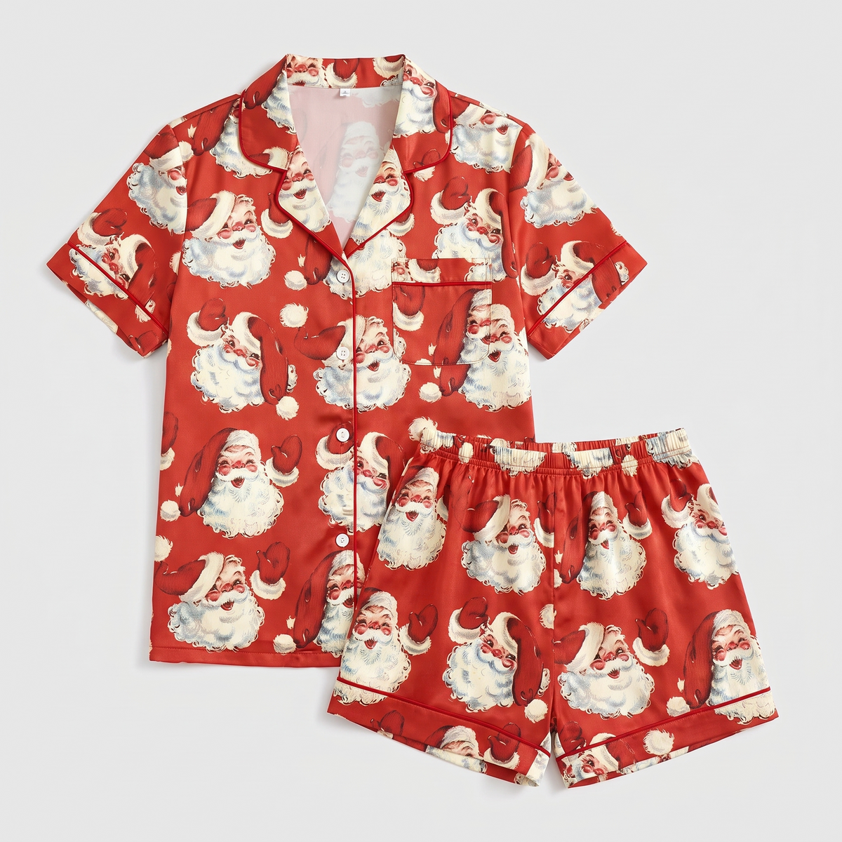 Big Red Santa Women's Pajama Set - flat lay