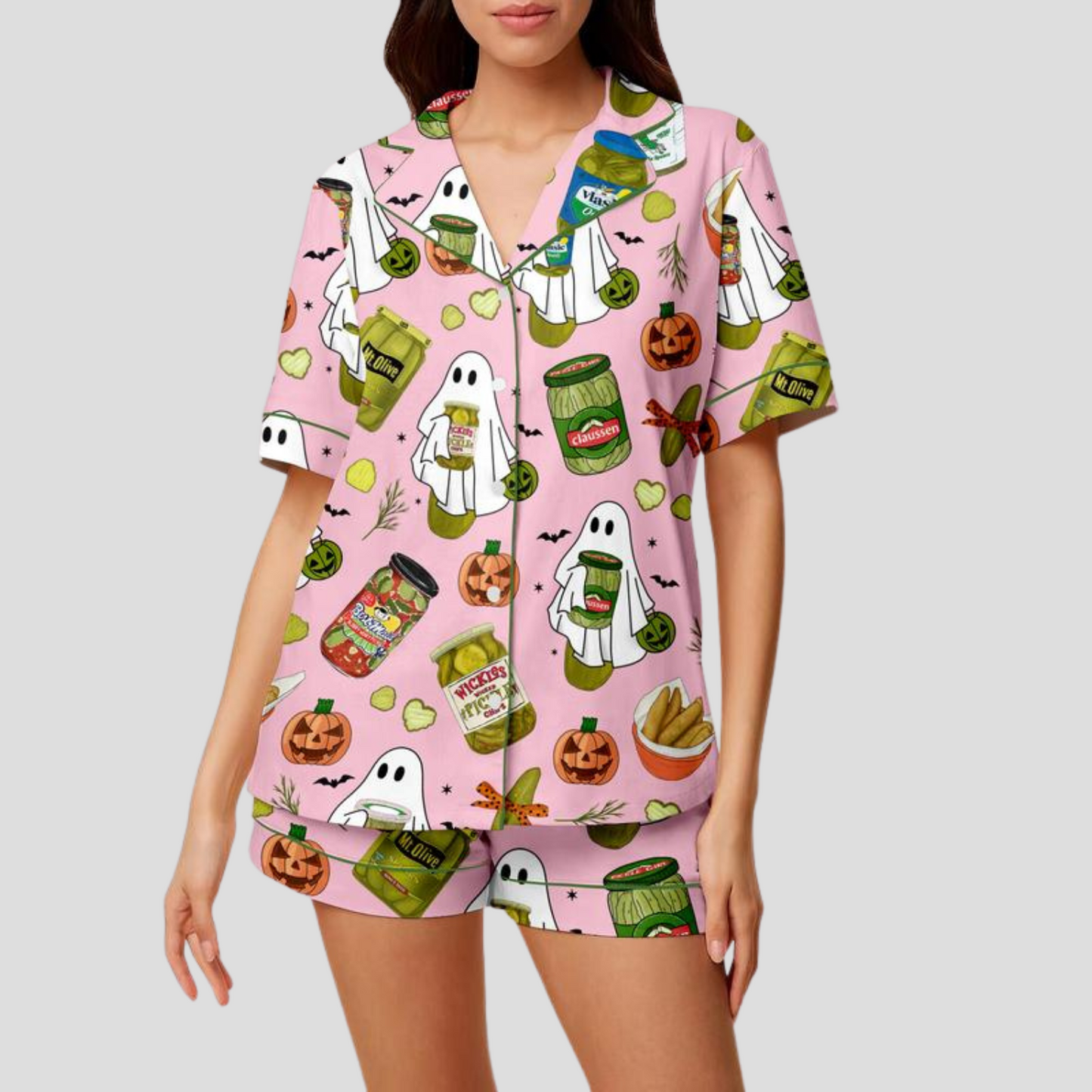 Spooky Pickle Girlie Halloween Women's Pajama Set