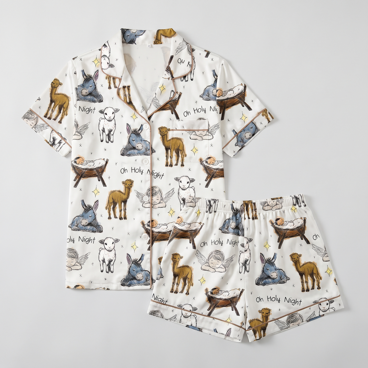 Manger Animals Women's Pajama Set - flat lay