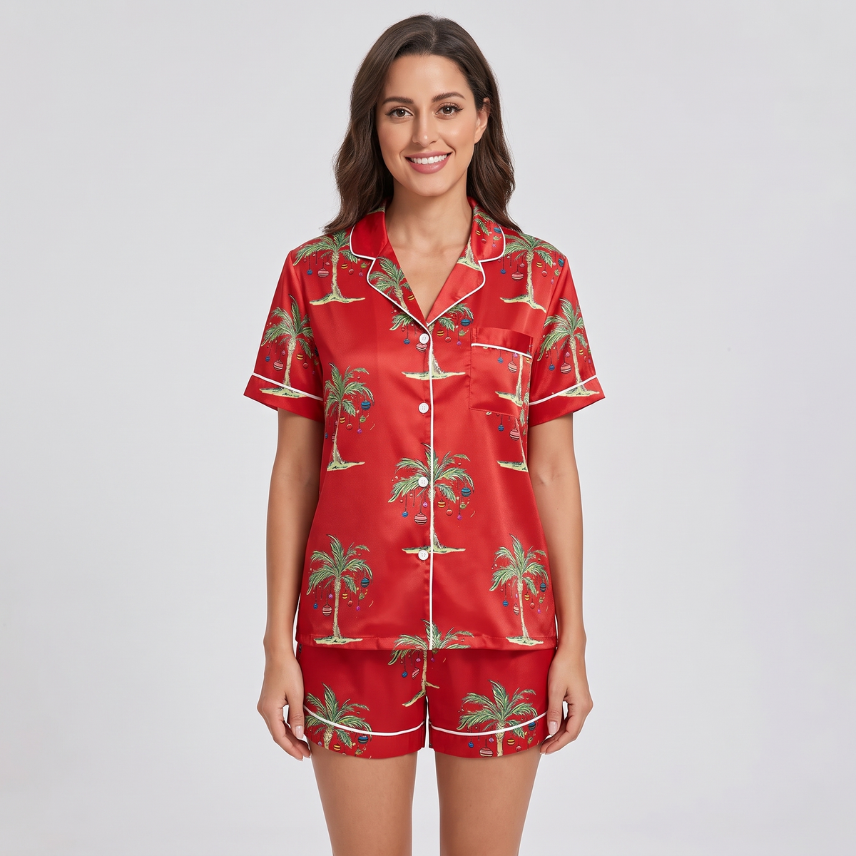 Mele Kalikimaka Santa Women's Pajama Set - Red