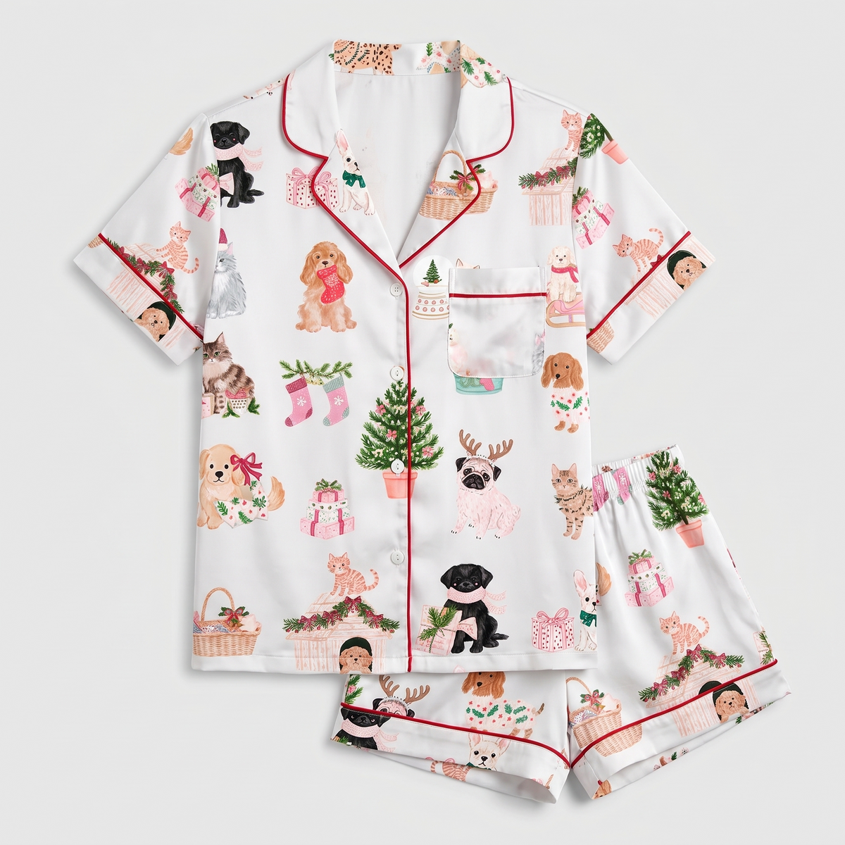 Pets' Christmas Women's Pajama Set - flat lay