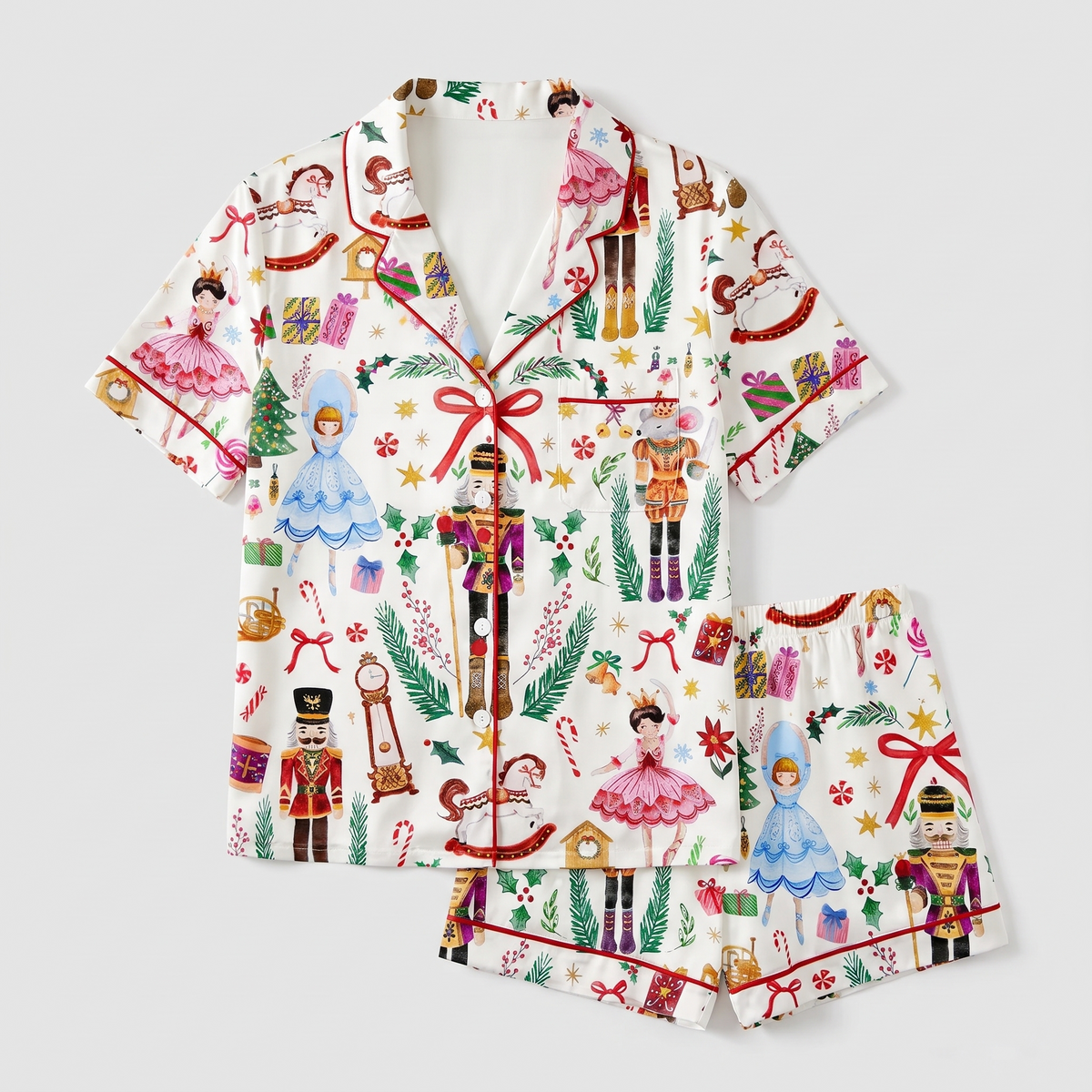 Vintage Nutcracker Party Women's Pajama Set - flat lay