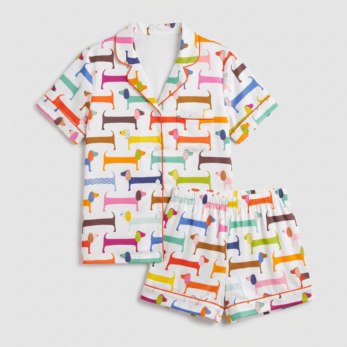 Rainbow Dachshunds Women's Pajama Set - flat lay