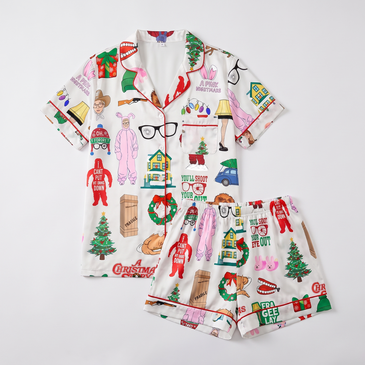 Leg Lamp Inspired Women's Pajama Set - flat lay