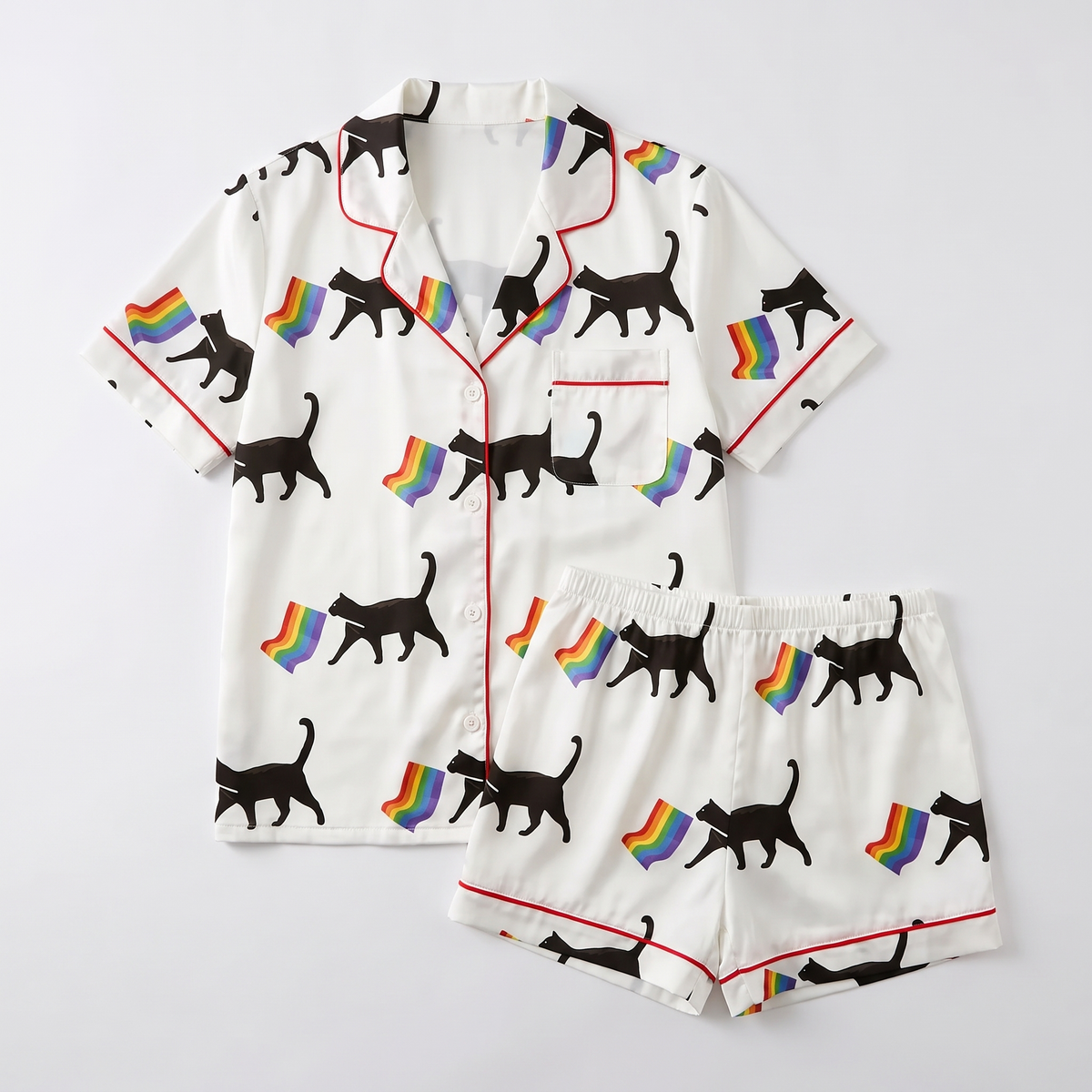Rainbow Pride Cats Women's Pajama Set - flat lay