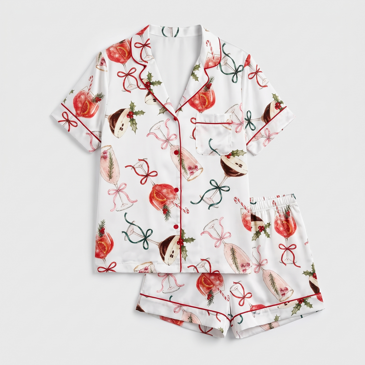 Cocktail Hostess Women's Pajama Set - flat lay