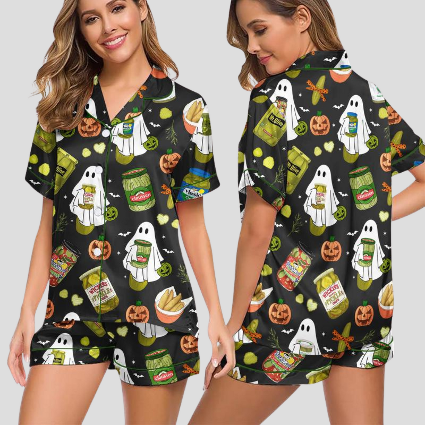 Spooky Pickle Girlie Halloween Women's Pajama Set
