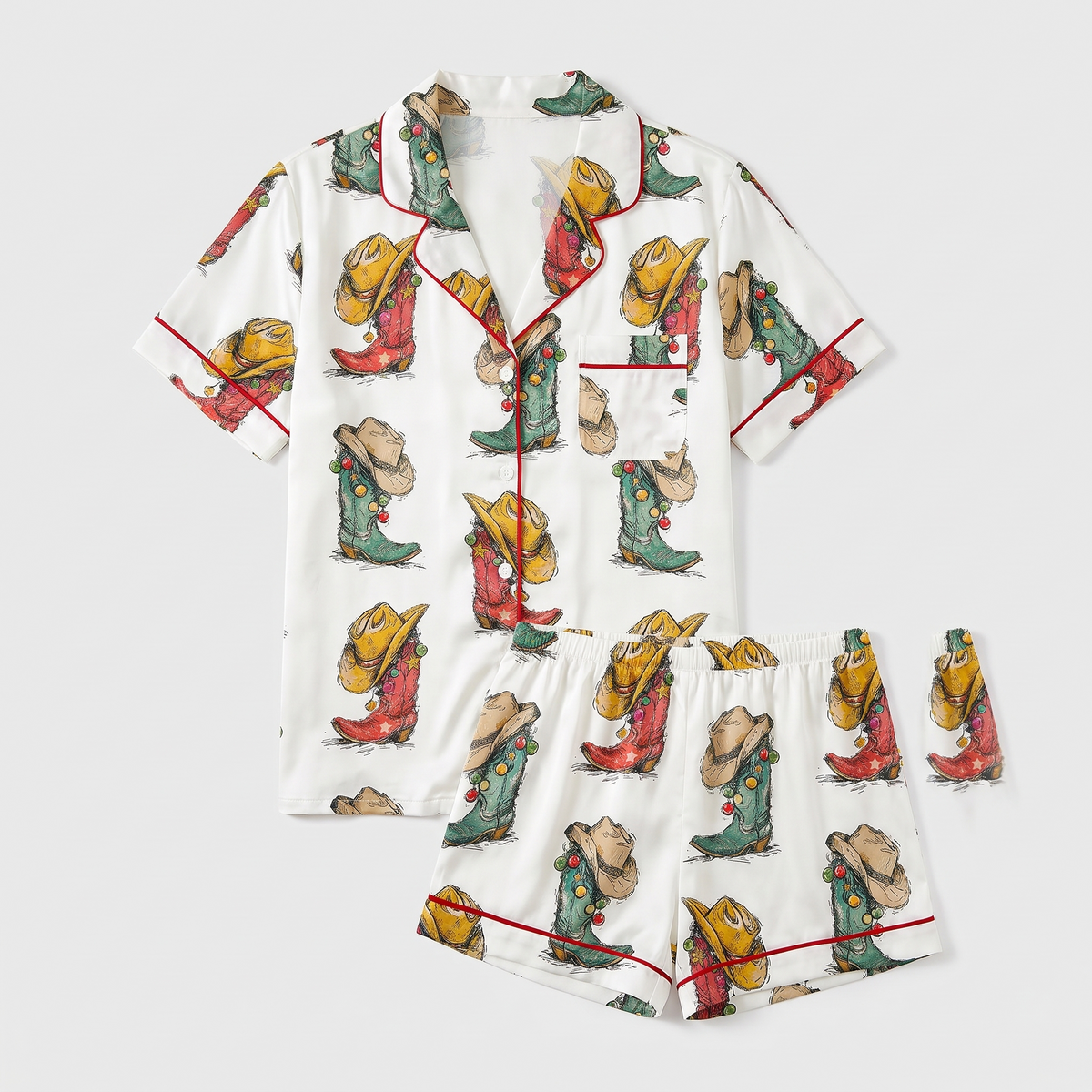 Howdy Christmas Boots Women's Pajama Set - flat lay