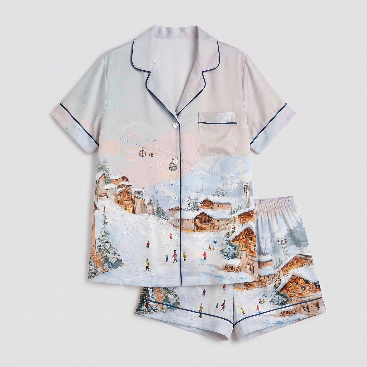 Ski Resort Wonderland Women's Pajama Set - flat lay