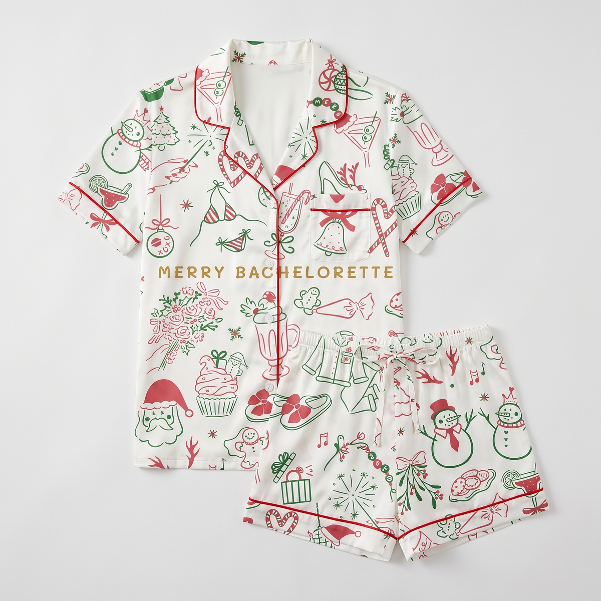 Merry Bachelorette Women's Pajama Set - flat lay