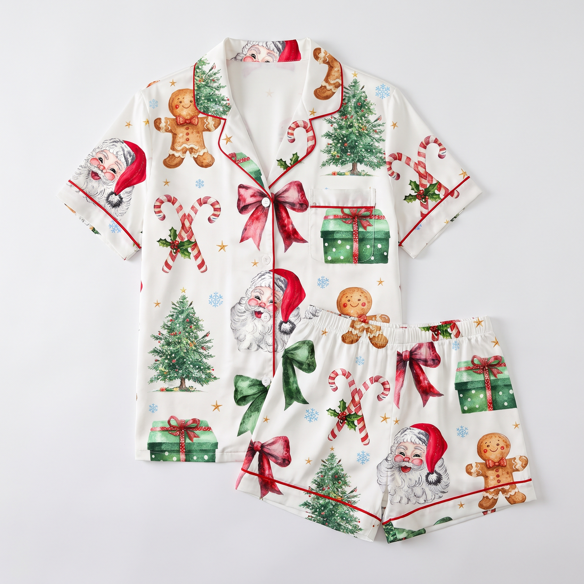 Cookies & Candy Cane Coquette Women's Pajama Set - flat lay