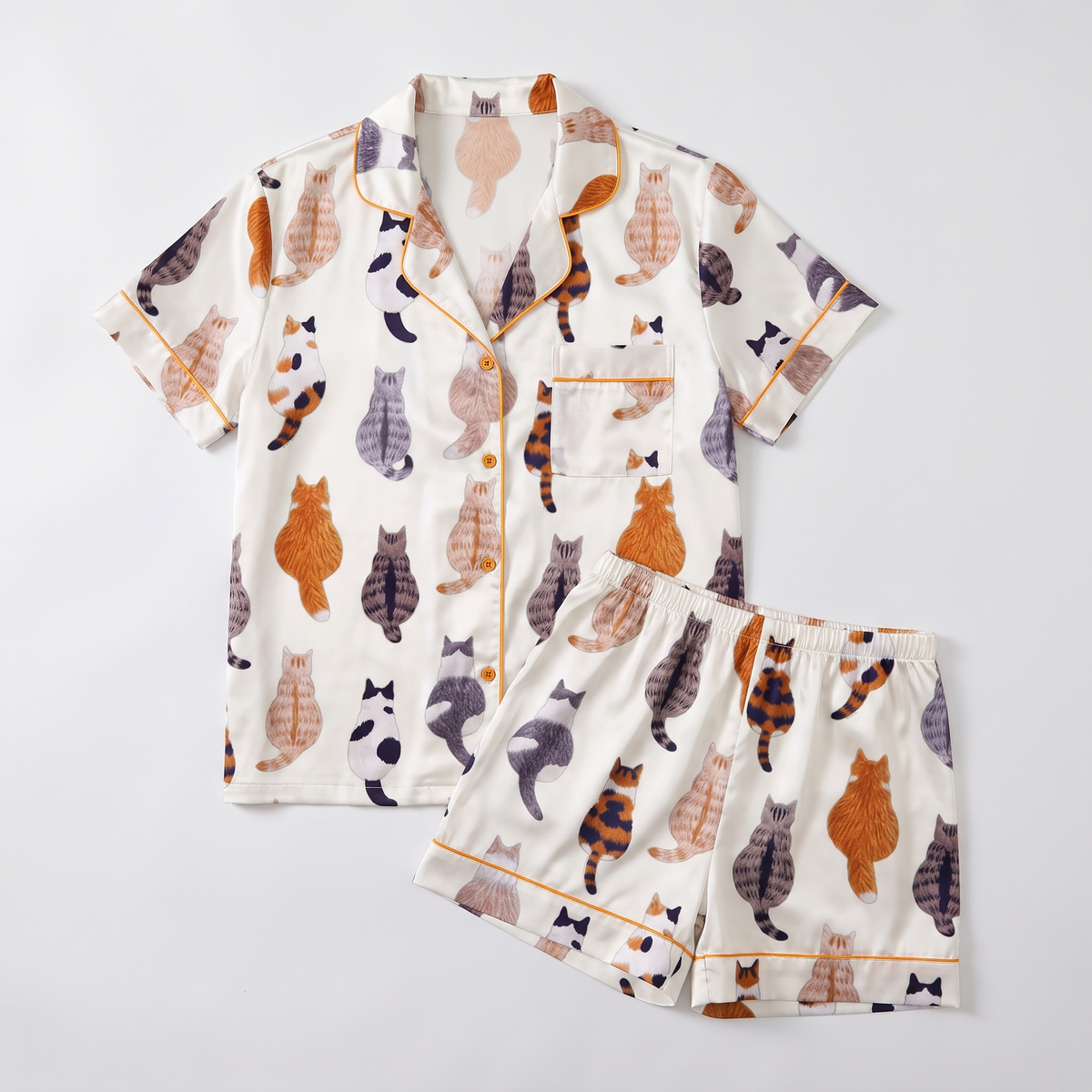 Back View Cats Women's Pajama Set - flat lay