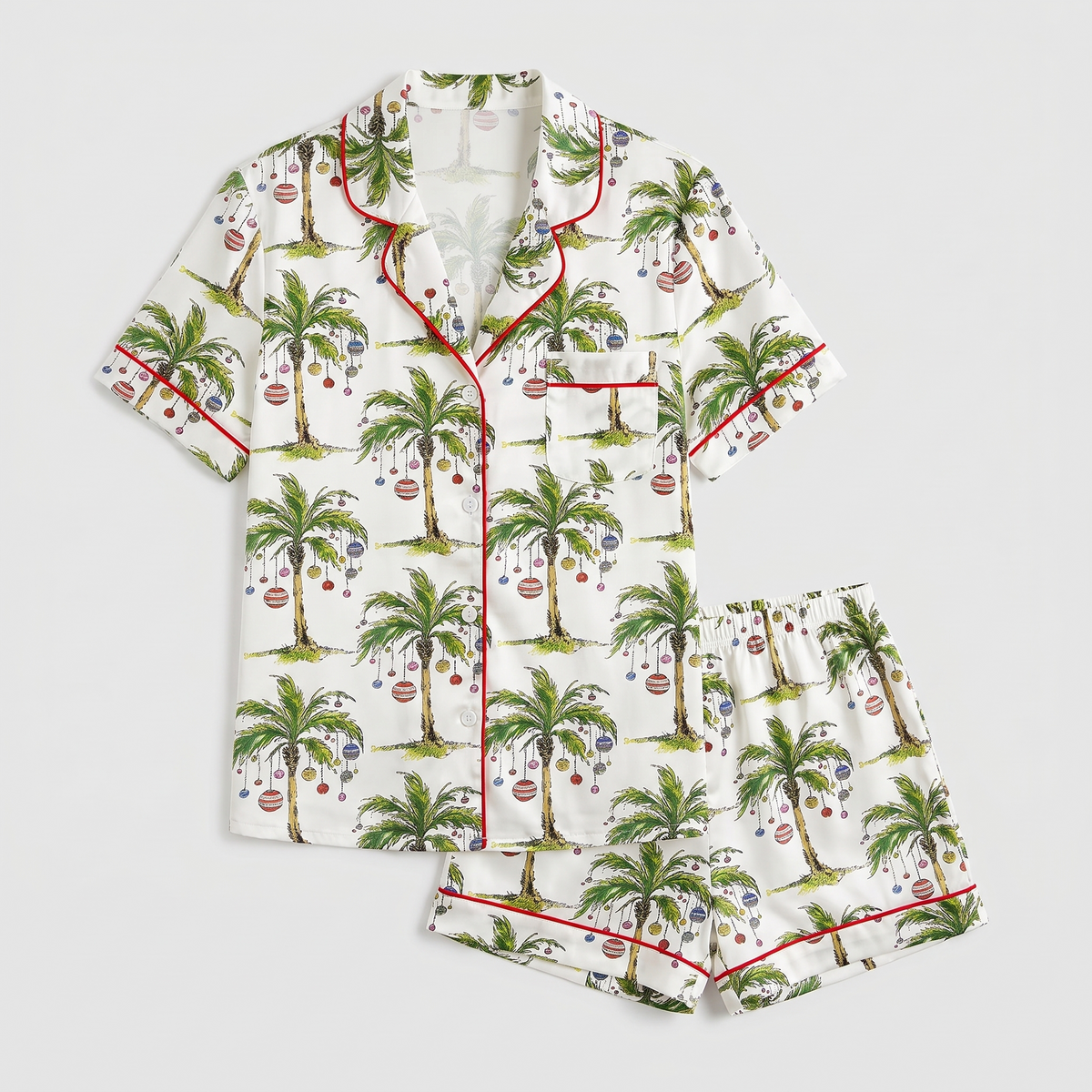 Deck The Palms Women's Pajama Set - flat lay