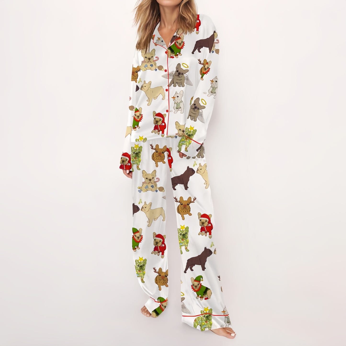 Christmas French Bulldog Women's Pajama Set