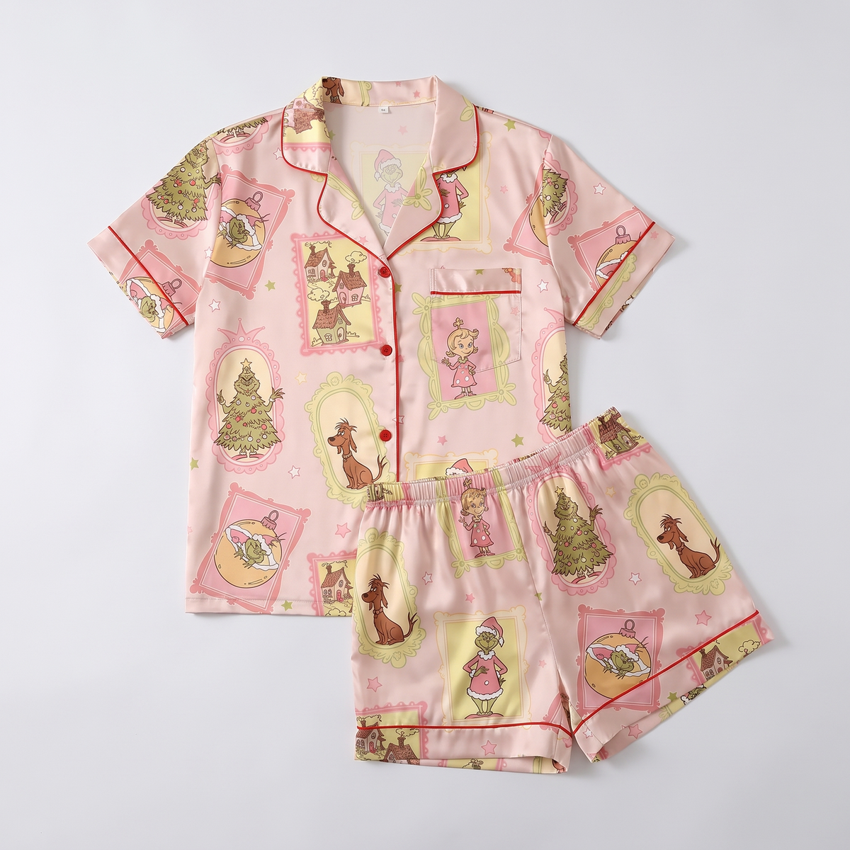 Framed Mean Green Inspired Women's Pajama Set - flat lay