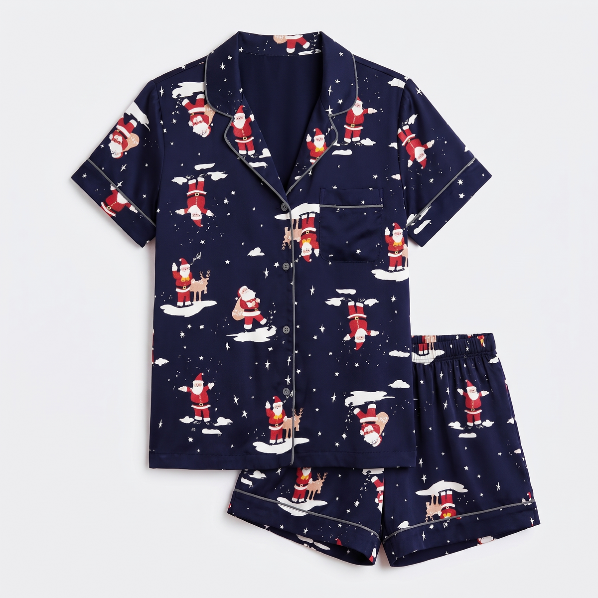 Midnight Santa Women's Pajama Set - flat lay