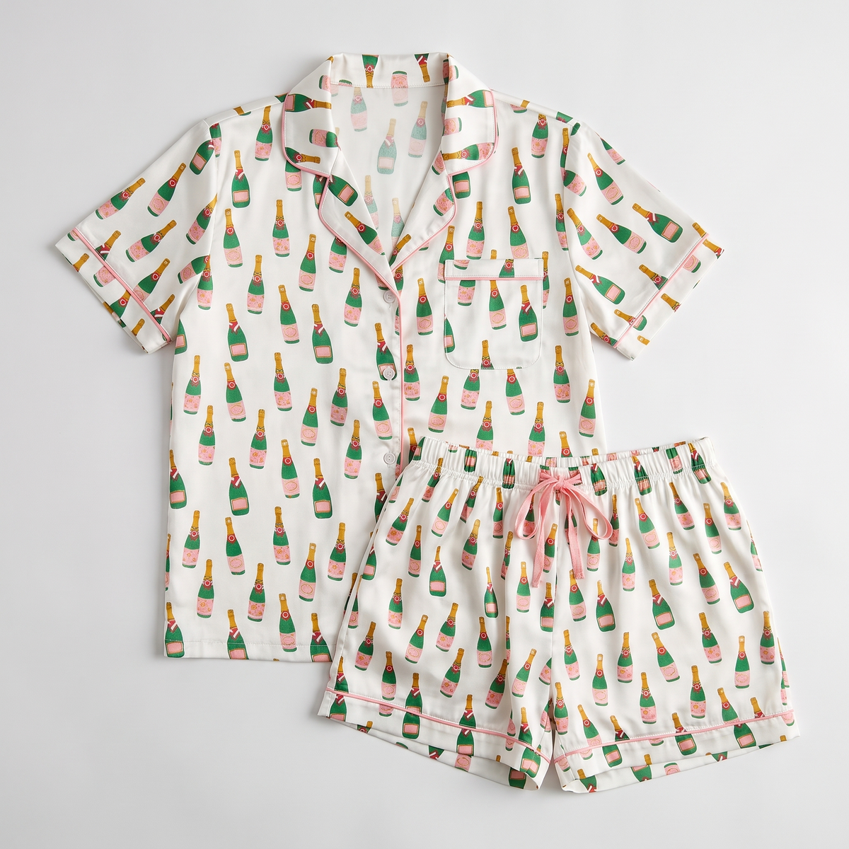 Champagne Popping Women's Pajama Set - flat lay