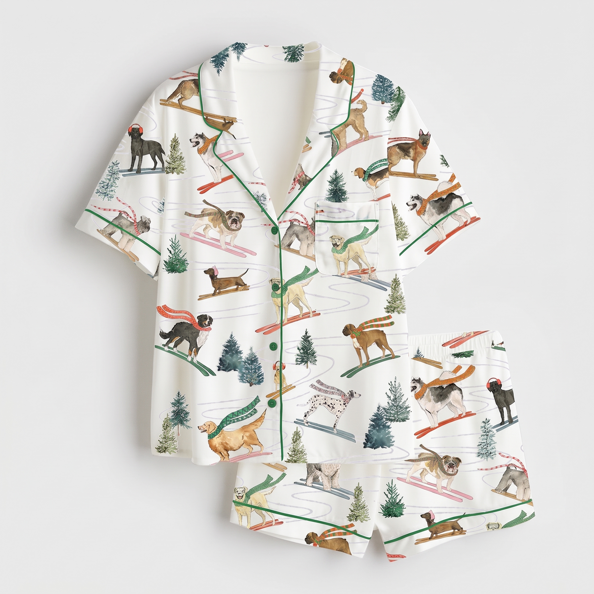 Ski Lodge Pups Women's Pajama Set - flat lay