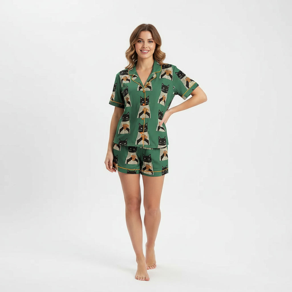 Colorful Cat Portraits Women's Pajama Set