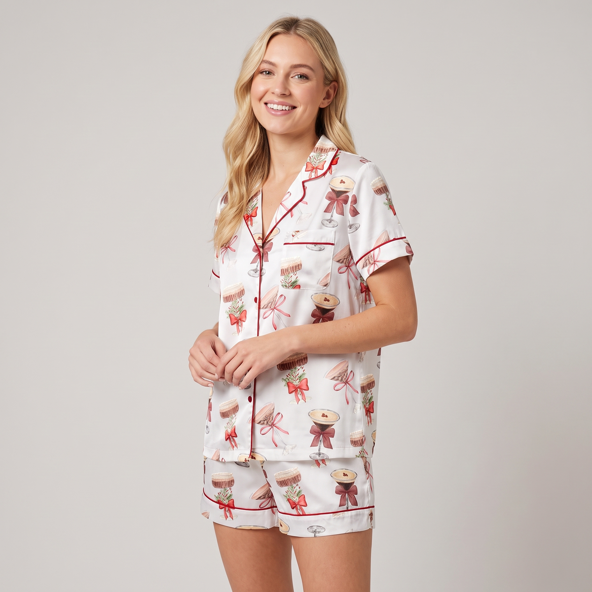 Tini Time Social Club Women's Pajama Set - short sleeve and shorts