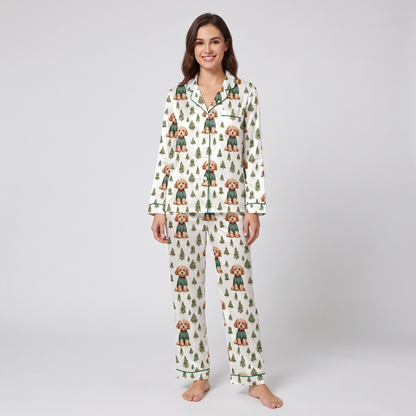 Cockapoo Christmas Women's Pajama Set - long sleeve and pants