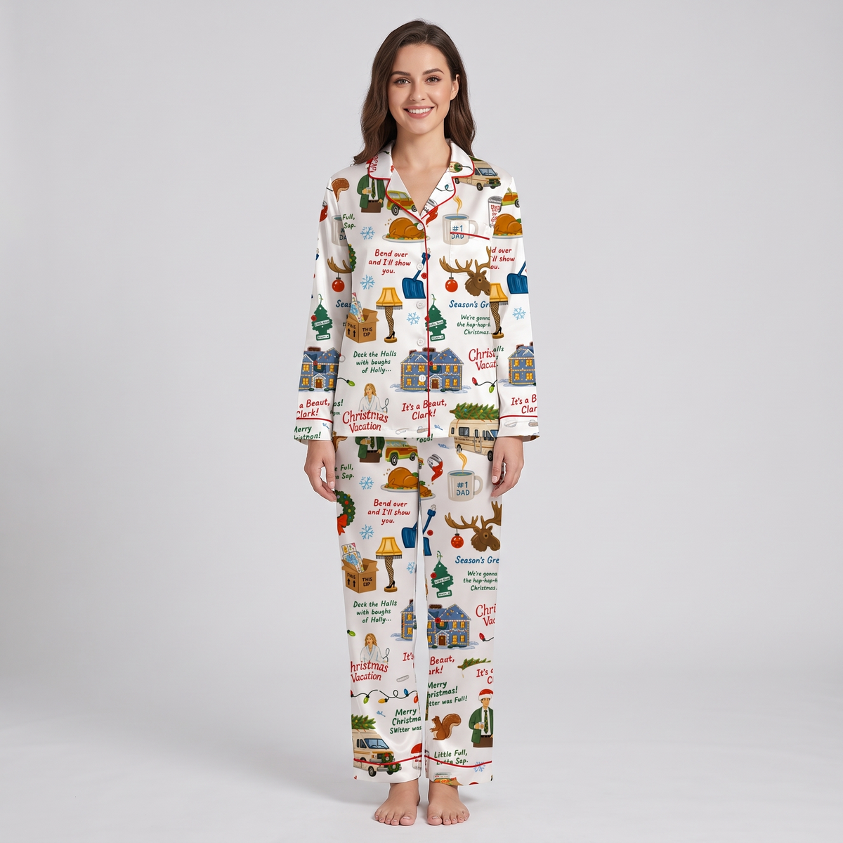 Christmas Vacation Quotes Inspired Women's Pajama Set - long sleeve and pants