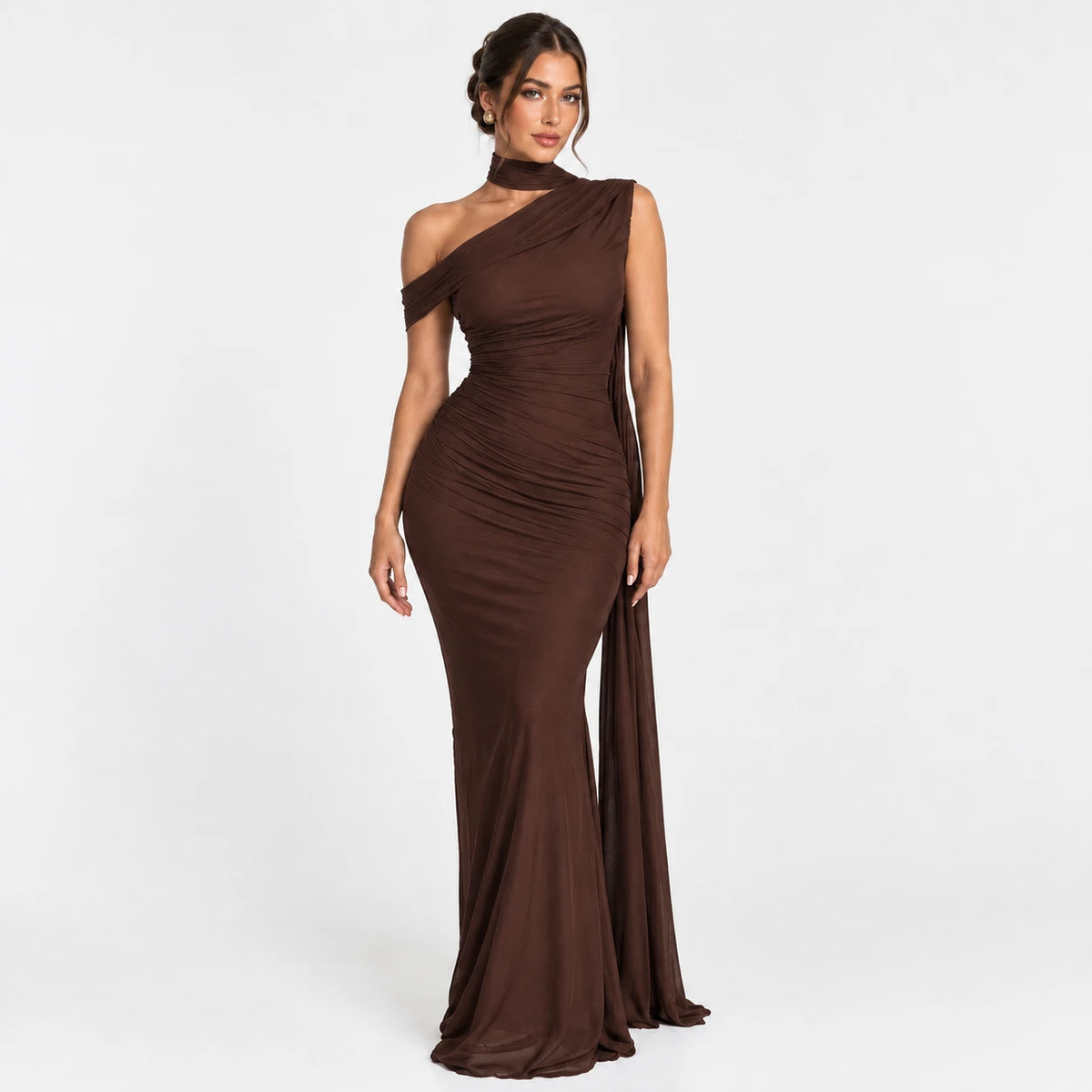 Women's One-Shoulder Snatched Hourglass Shaping Gown