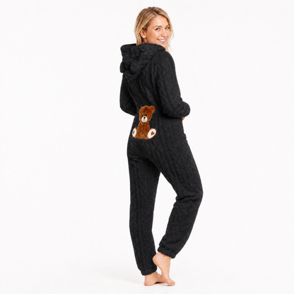 Teddy Bear Fuzzy Fleece Jumper Women's Onesie Pajamas