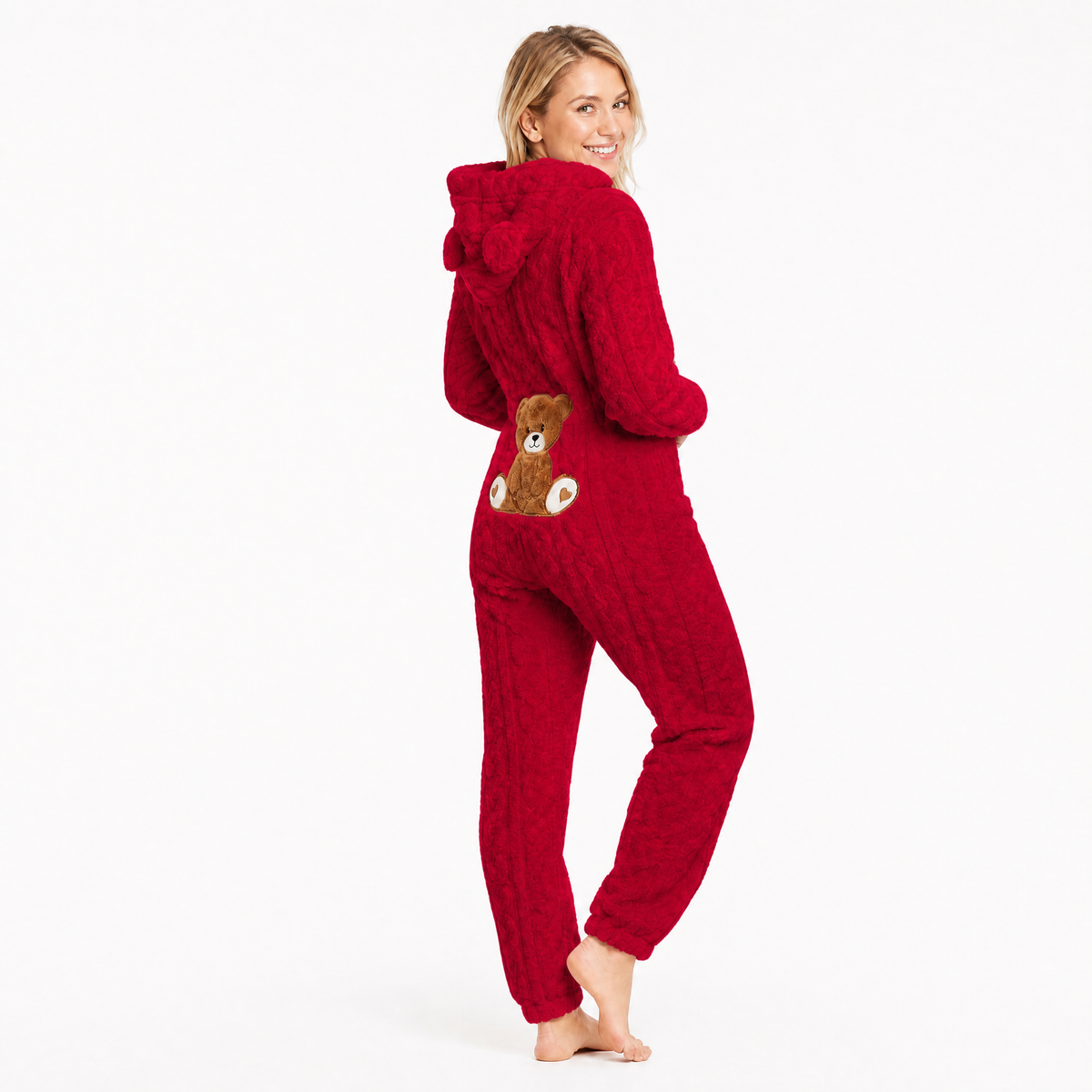 Teddy Bear Fuzzy Fleece Jumper Women's Onesie Pajamas