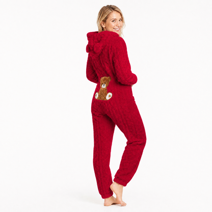 Teddy Bear Fuzzy Fleece Jumper Women's Onesie Pajamas