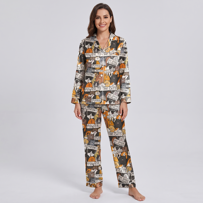 Protest Cats Women's Pajama Set - long sleeve and pants