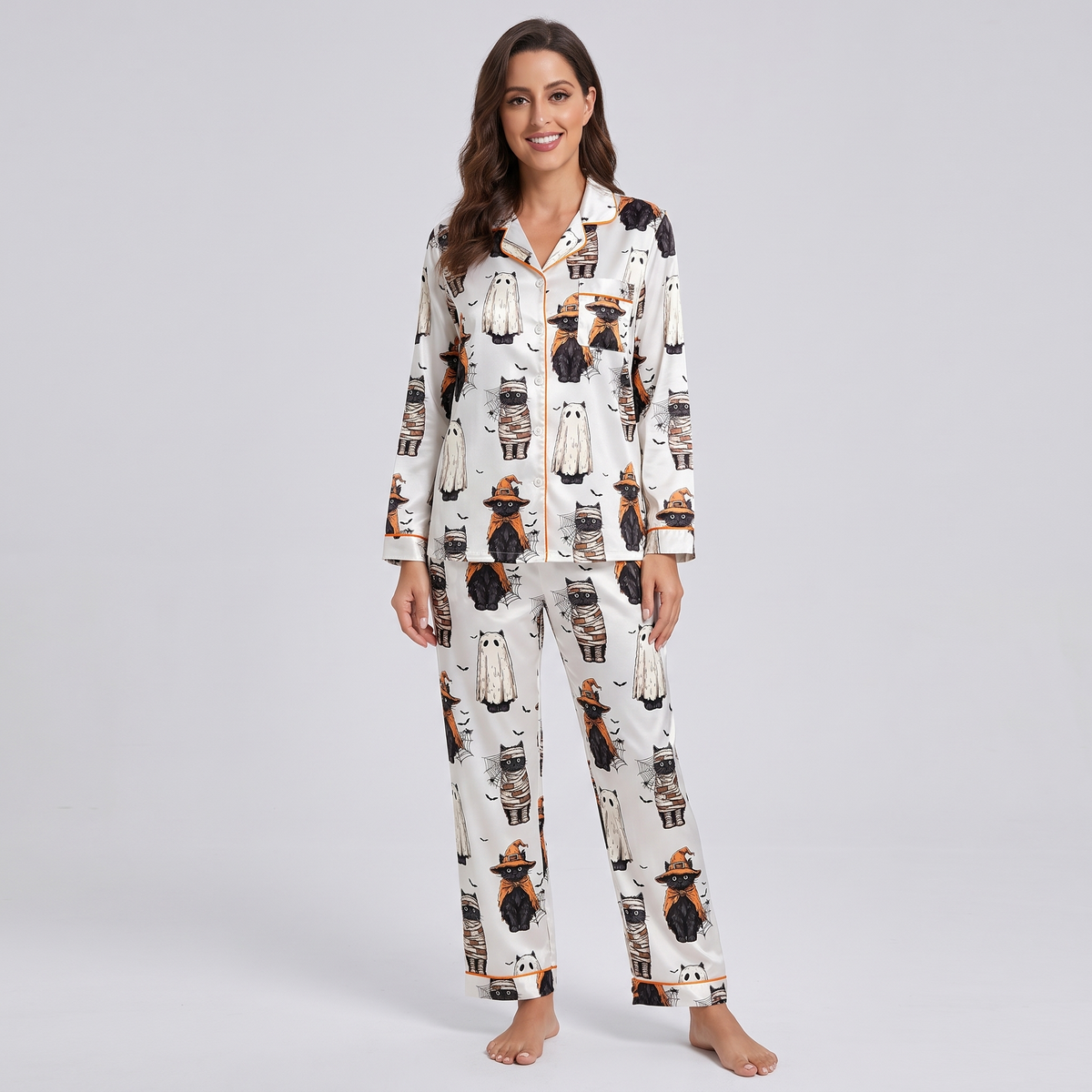 Witch Hat Cats Women's Pajama Set - long sleeve and pants