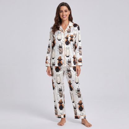 Witch Hat Cats Women's Pajama Set - long sleeve and pants