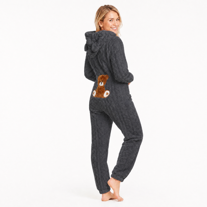 Teddy Bear Fuzzy Fleece Jumper Women's Onesie Pajamas