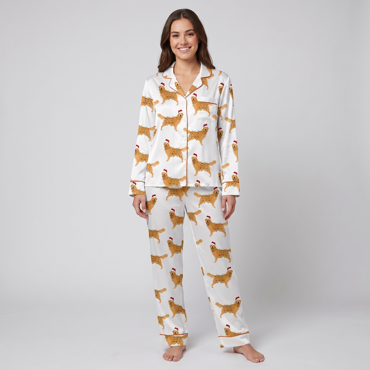 Twinkle Light Retrievers Women's Pajama Set - long sleeve and pants