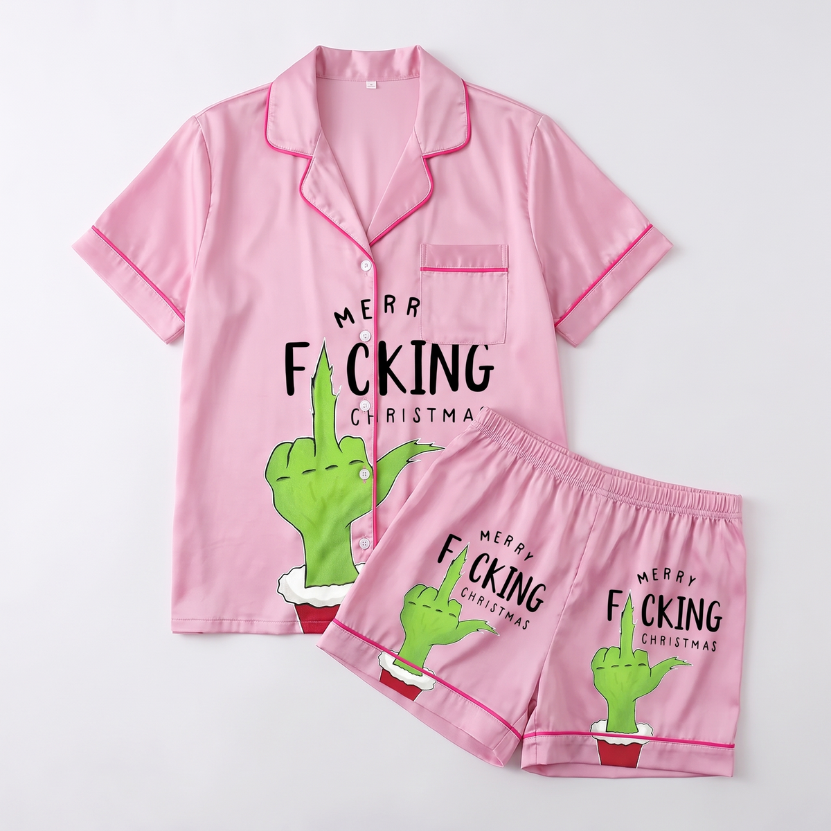 Merry Effing Christmas Inspired Women's Pajama Set - flat lay