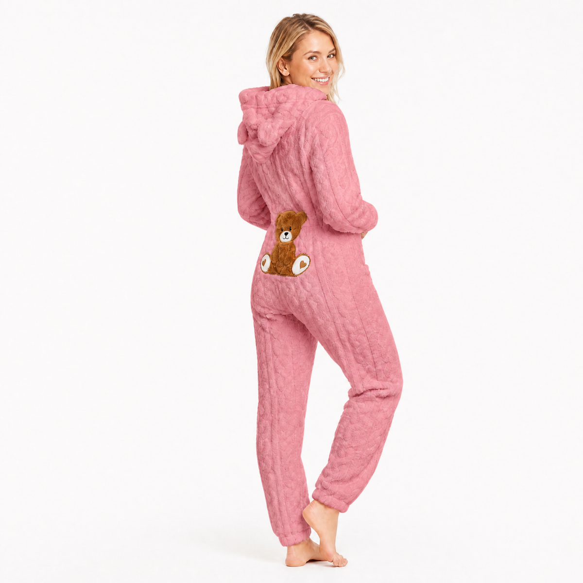 Teddy Bear Fuzzy Fleece Jumper Women's Onesie Pajamas