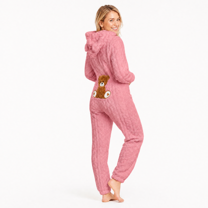 Teddy Bear Fuzzy Fleece Jumper Women's Onesie Pajamas