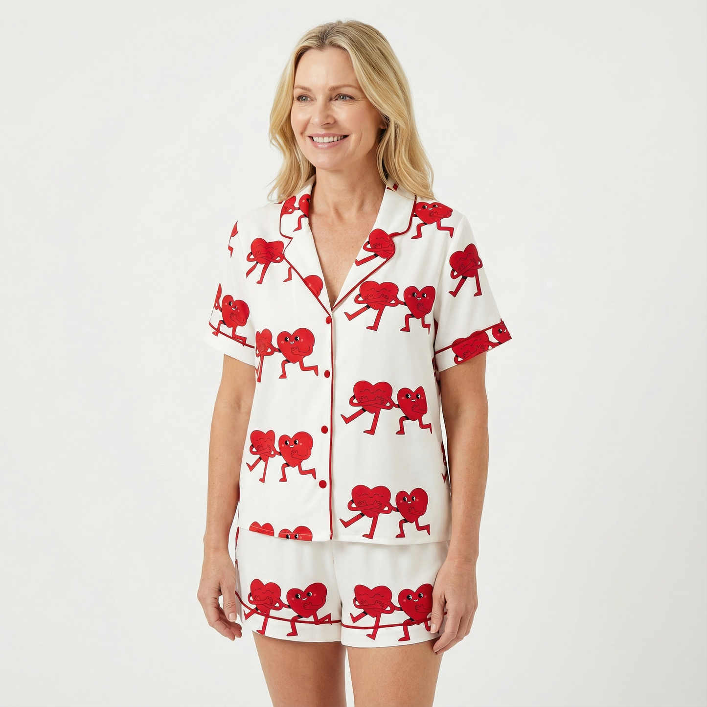 Valentine's Day Retro Dancing Hearts Women's Pajama Set