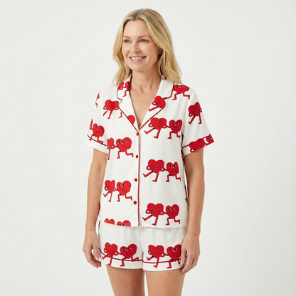 Valentine's Day Retro Dancing Hearts Women's Pajama Set