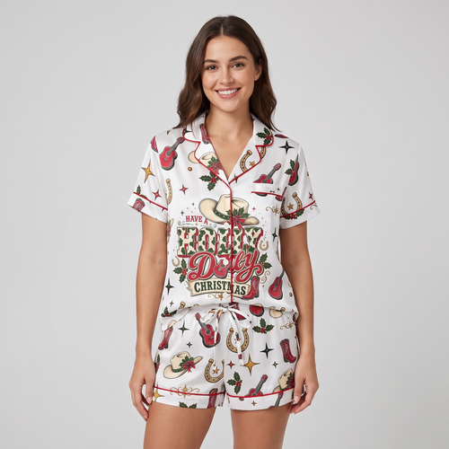 Holly Dolly Guitars Women's Pajama Set - short sleeve and shorts