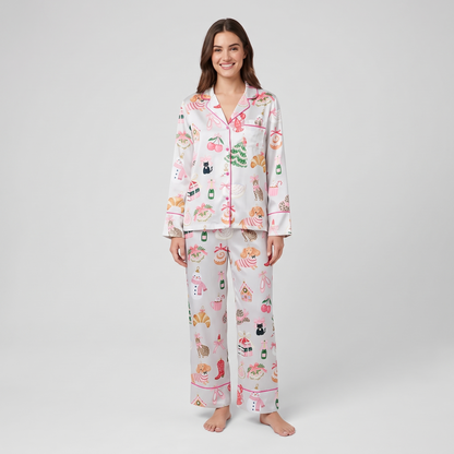 Whimsy Christmas Pets Women's Pajama Set - long sleeve and pants